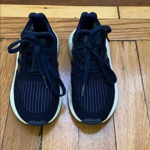 Navy blue adidas sneakers with cream sole toddler